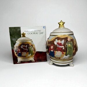 Jay imports Christmas nativity scene cookie jar earthenware holiday decor
